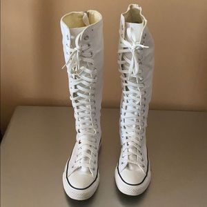 Women’s knee high converse- white